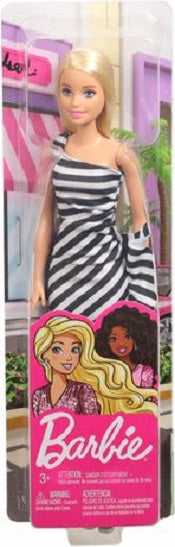 Barbie Glitz Doll – Black & White Stripe Ruffle Dress (UPC: 887961694741)