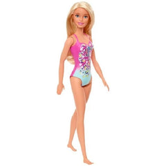 Barbie Beach Doll – Blonde with Pink & Blue Swimsuit (UPC: 887961804188)-2