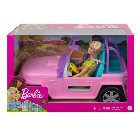 Muñecas Barbie y Amigas con Vehículo – Set de Coche Descapotable Rosa (UPC: 887961928051)