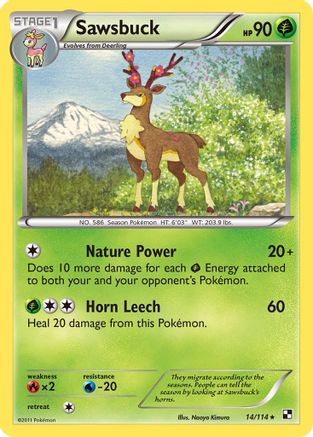 Sawsbuck 14/114 - Black and White Reverse Holofoil-1