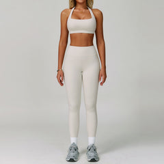 Women’s Backless Halter Yoga Workout Set – Tight-Fit Quick-Dry Activewear-9