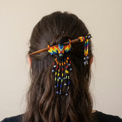 Black Hummingbird Beaded Hair Stick-1