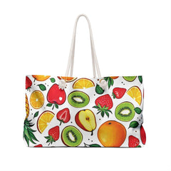 Tropical Fruit Pattern Weekender Bag | Pineapple Strawberry Kiwi, Large Tote Bag-4