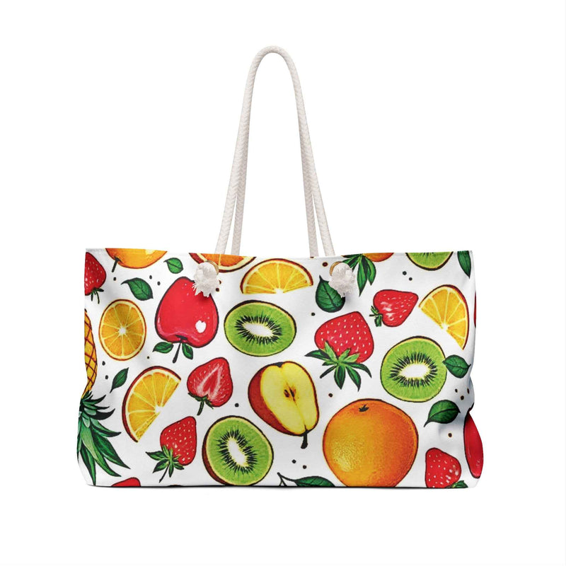 Tropical Fruit Pattern Weekender Bag | Pineapple Strawberry Kiwi, Large Tote Bag-4