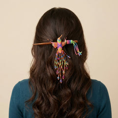 Orange Hummingbird Beaded Hair Stick-1