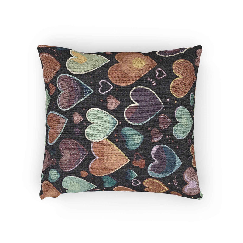 Pastel Heart Pattern Woven Pillow | Heart Throw Pillow, Boho Home Decor-4