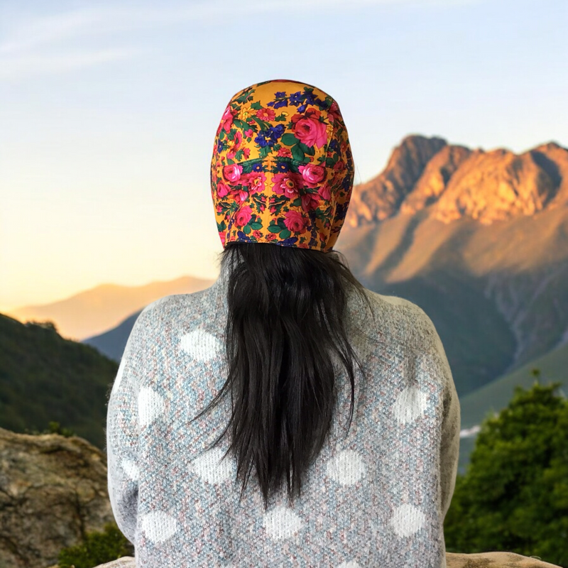 Orange Kookum Hat with Drop-Down Ears-3