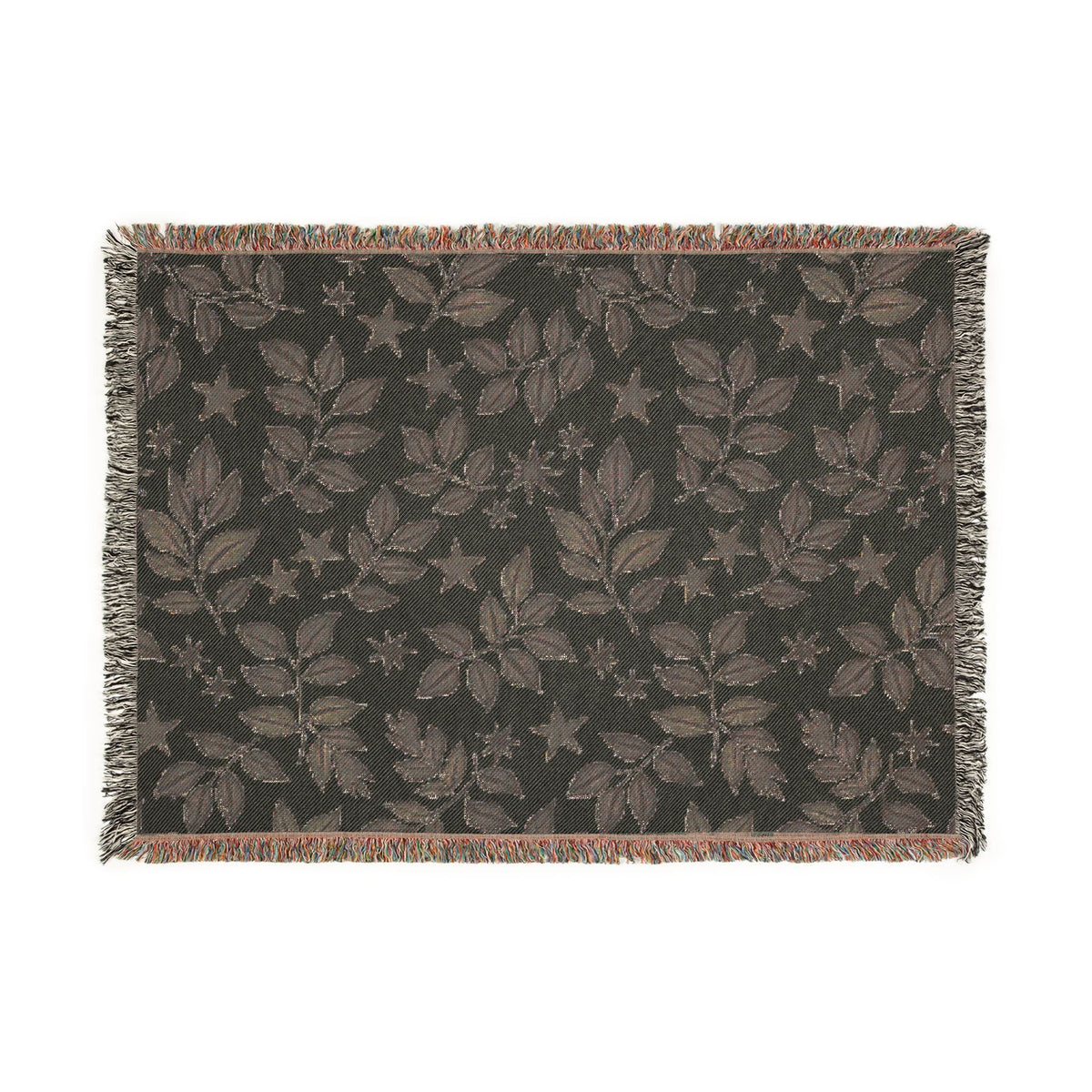 Botanical Star Woven Blanket — Reversible Leaf & Star Pattern Throw-7