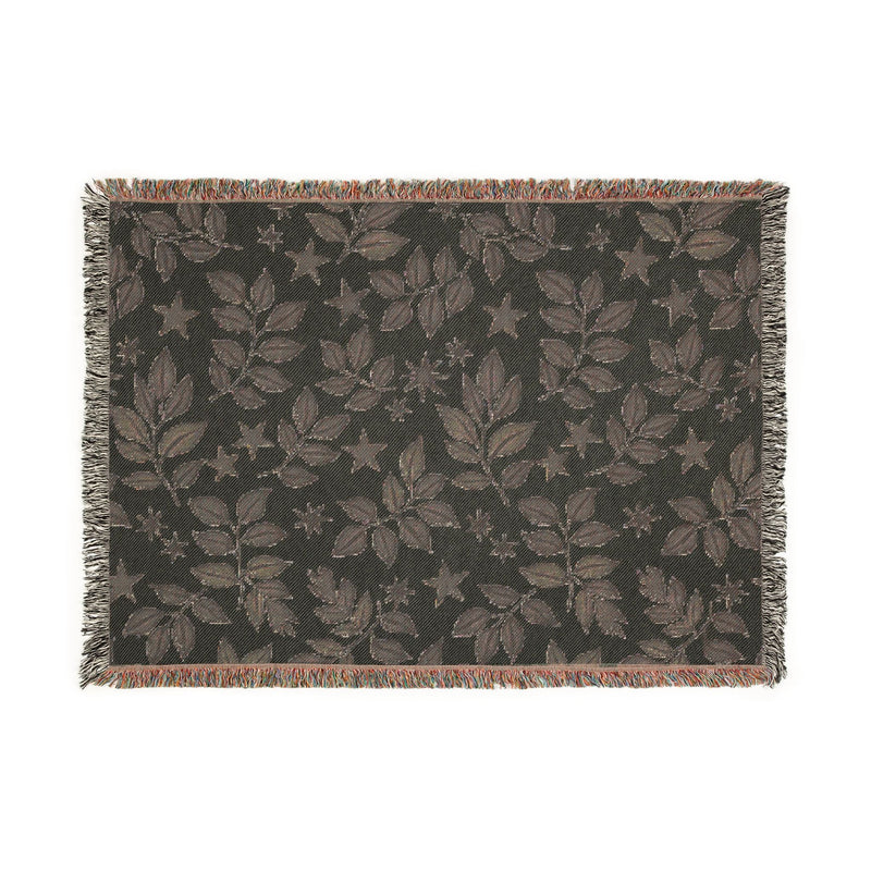 Botanical Star Woven Blanket — Reversible Leaf & Star Pattern Throw-7