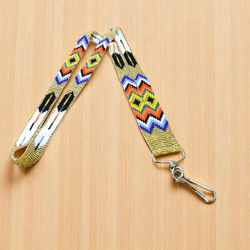 Golden blue Native Beaded Lanyard-2