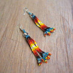 Skyblue Six-Strand Beaded Cascade Earrings-2