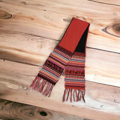 Red and Black Handmade Reversible Alpaca Scarf-1