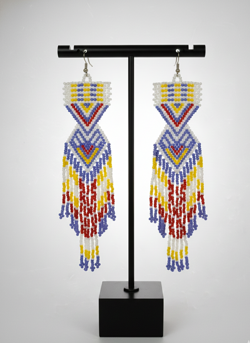 Light Purple Sunset Path Beaded Earrings-1