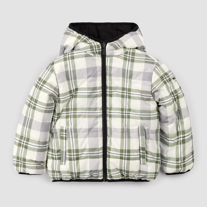 Reversible Jacket | Winter Moss Plaid Print on Black | Miles the Label-2