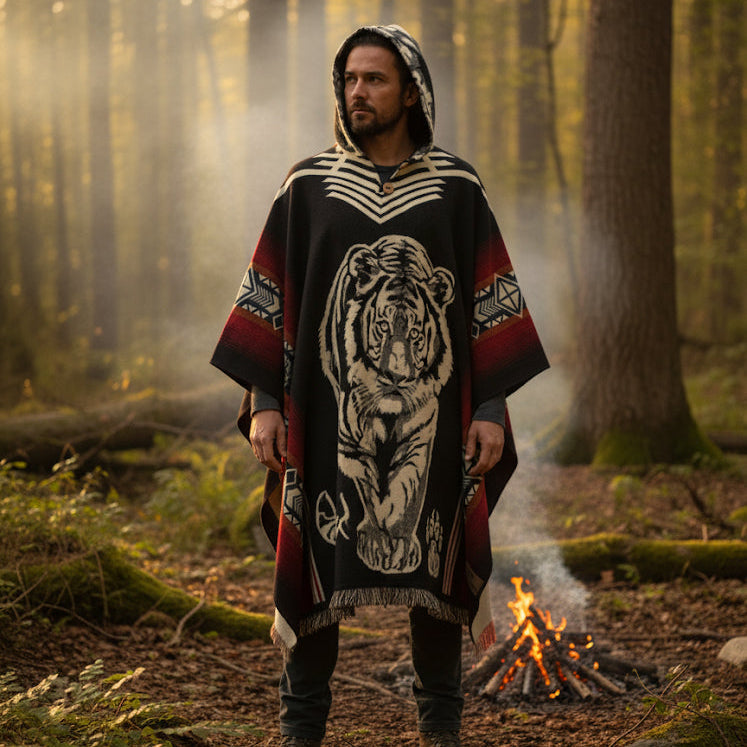 Tiger HandMade Wool Poncho-2