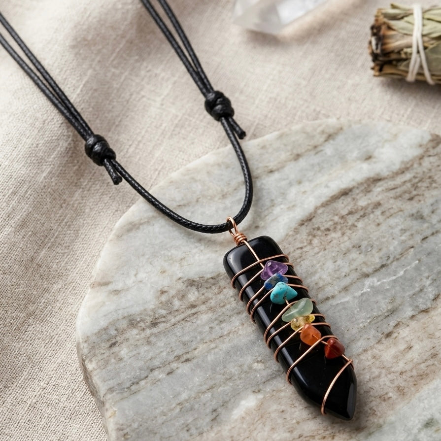 Natural Sword Chakra Unisex Black Pendant-1