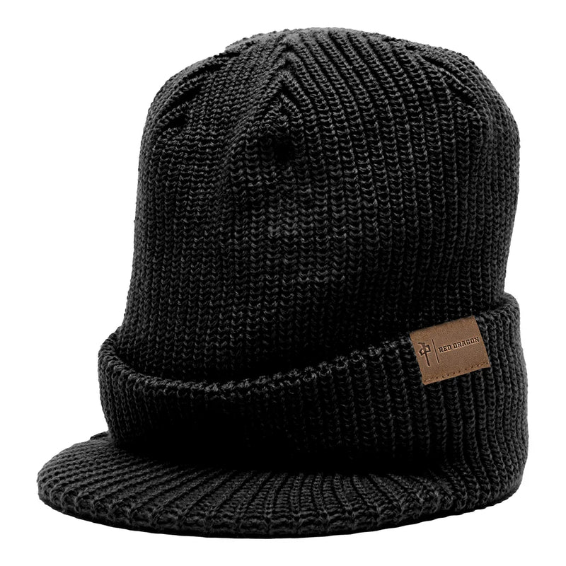 Red Dragon 'Toque Visor' Beanie - Black-1