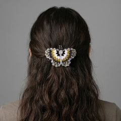 Silver Butterfly Beaded Barrette-5