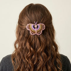 Pink Butterfly Beaded Barrette-7