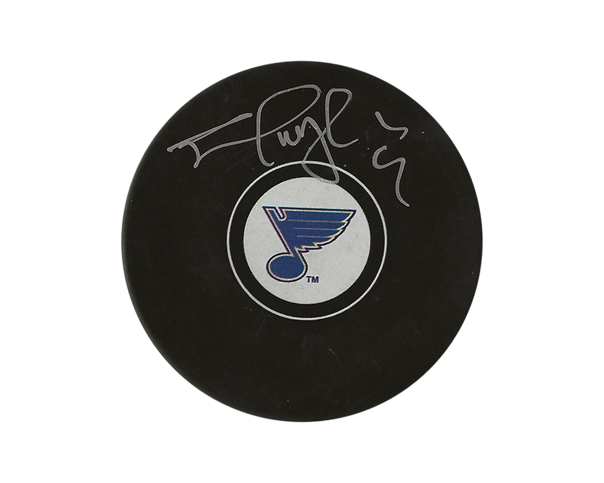 Palet de hockey dédicacé Shayne Corson St. Louis Blues-1