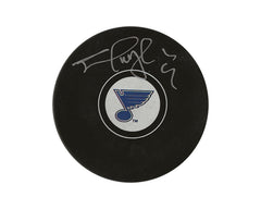 Palet de hockey dédicacé Shayne Corson St. Louis Blues-1