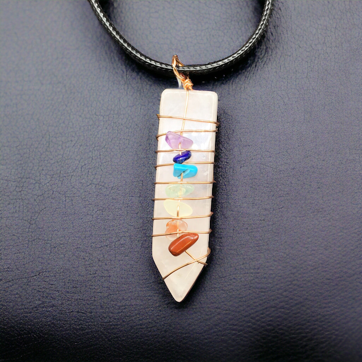 Natural Sword Chakra Unisex White Pendant-3
