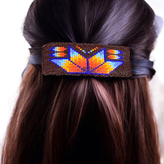 Rectangular Beaded Barrette - Maroon-1
