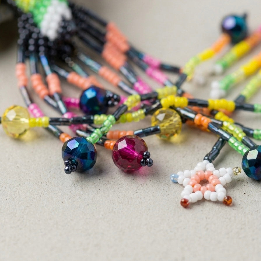 Navy Blue Hummingbird Beaded Hair Stick-3