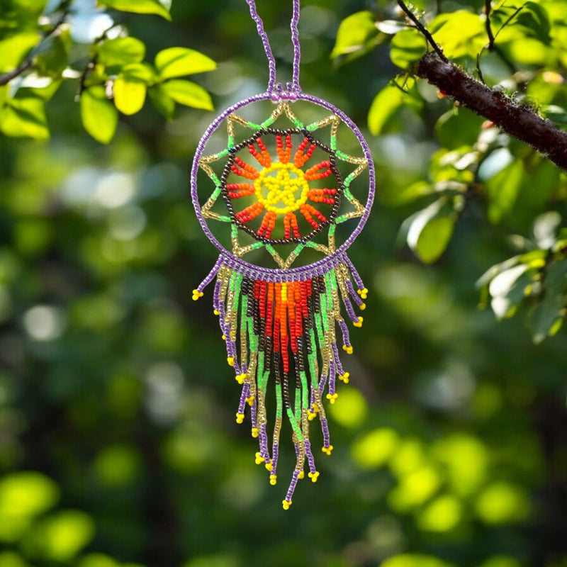 Purple and Red Celestial Beaded Handmade Dreamcatcher-1