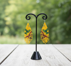 Mustard Sky Dancer Beaded Earrings-2