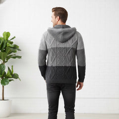Grey and Black Cayambe Alpaca Cable Knit Sweater-3
