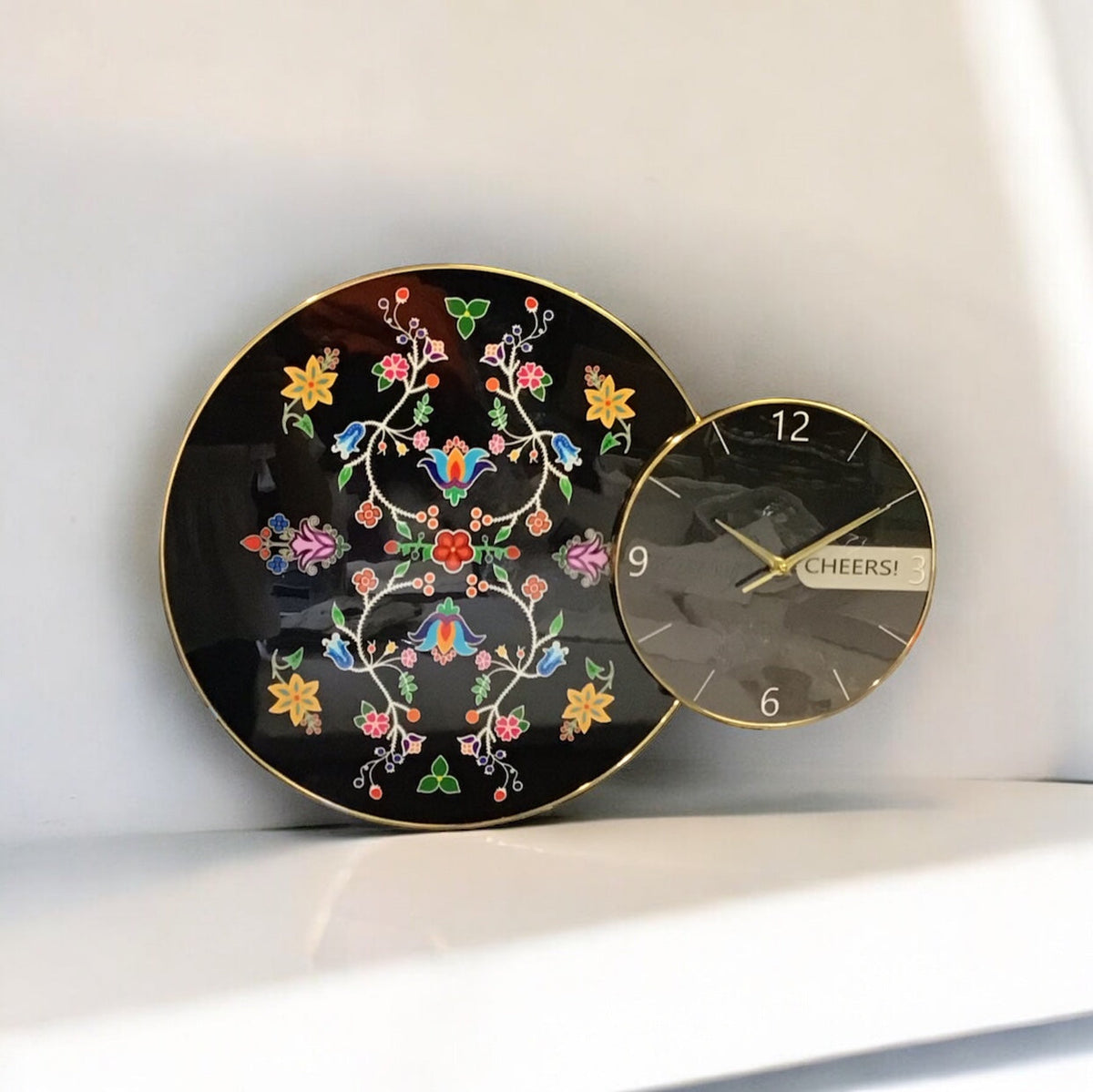 Blossomed Flower Black Native Wall Clock-4