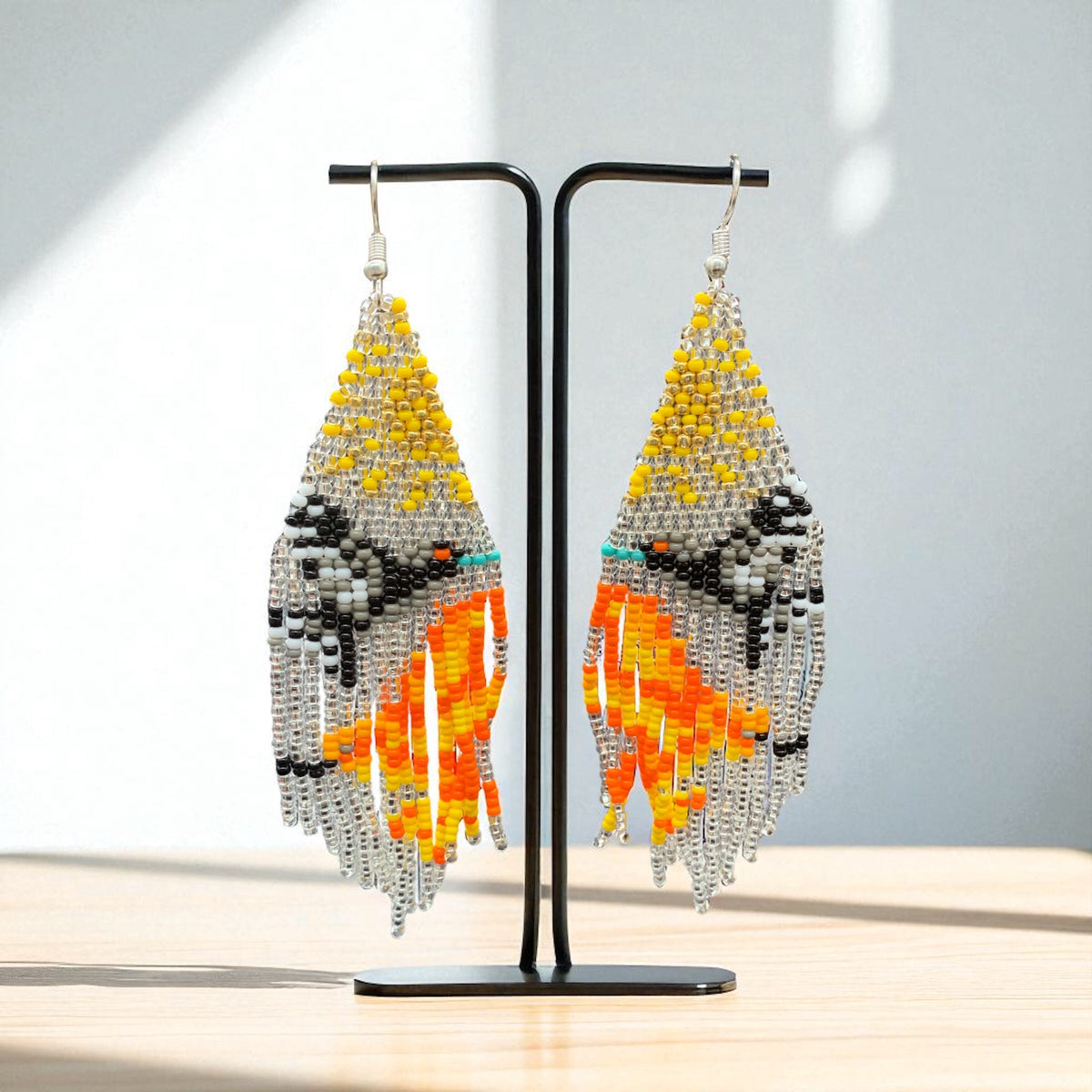 Silver Sky Dancer Beaded Earrings-2