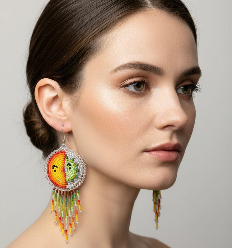 Silver Sun & Moon Beaded Fringe-1