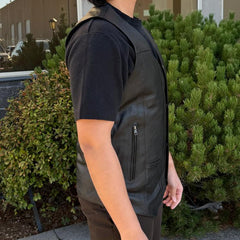 Open Road Men's 10 Pocket Leather Vest | Genuine Cowhide Vest-3