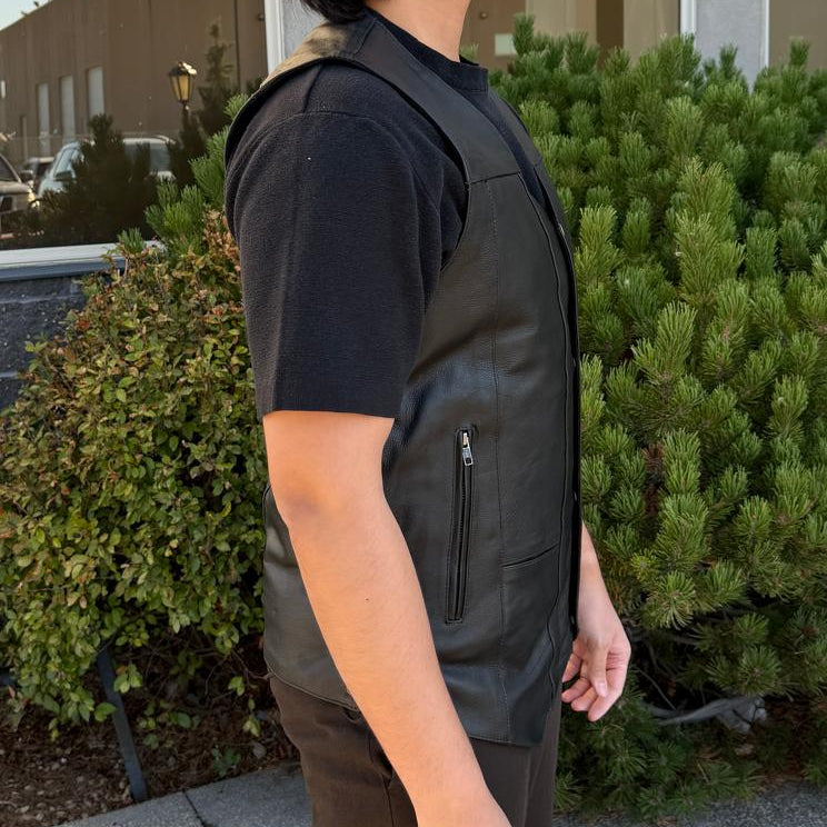 Open Road Men's 10 Pocket Leather Vest | Genuine Cowhide Vest-3