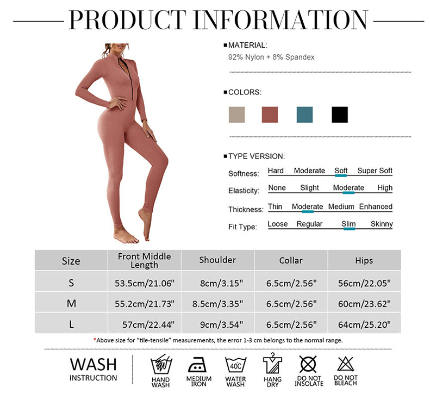 Women’s Seamless Zipper Yoga Bodysuit – Threaded Workout & Fitness Activewear-6