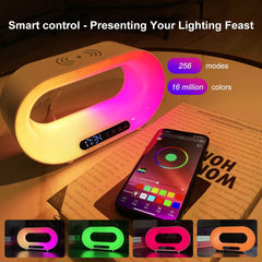 Multi-function 3 In 1 LED Night Light APP Control RGB Atmosphere Desk Lamp Smart Multifunctional Wireless Charger Alarm Clock-6
