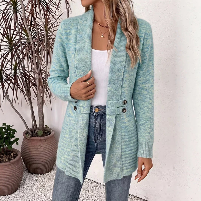 Women's Casual Double-Breasted Wool Cardigan Sweater-6