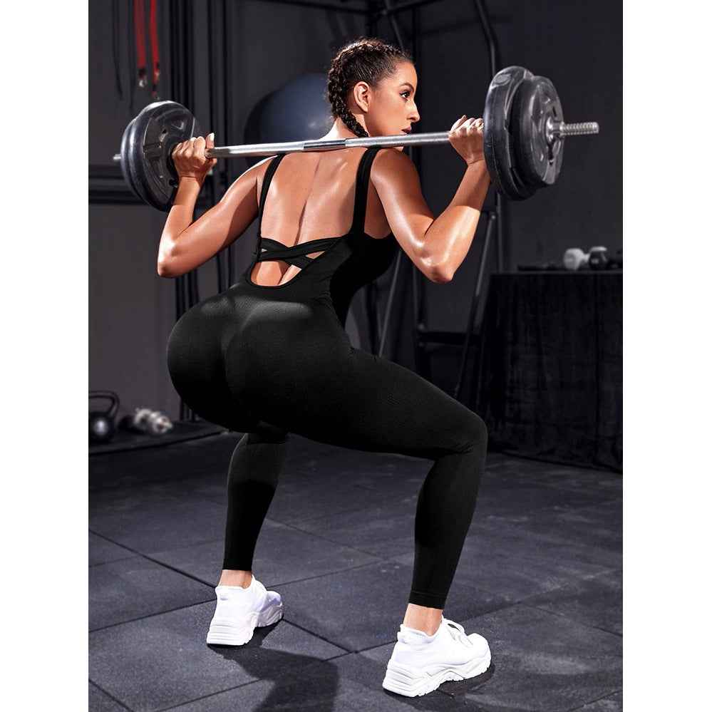 Women’s Cross-Back Sports Jumpsuit – Backless Yoga & Workout Activewear-5