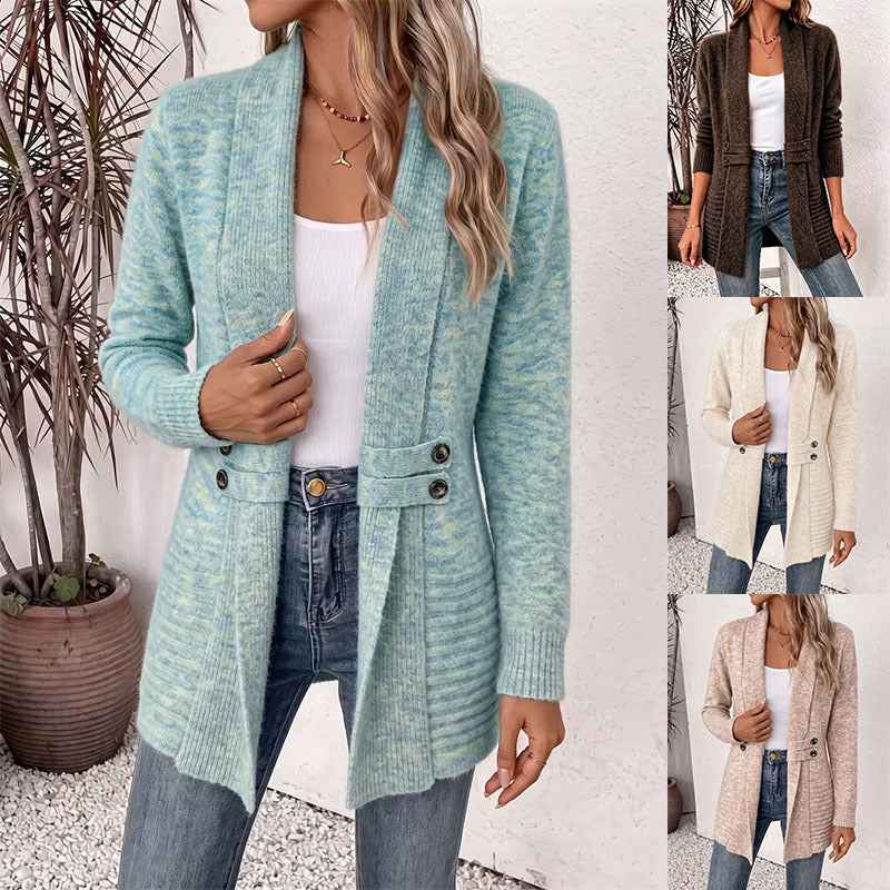 Women's Casual Double-Breasted Wool Cardigan Sweater-2