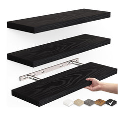 One-Line Floating Wall Shelf – 3-Tier Wooden Bamboo Wall-Mounted Storage Shelf-5