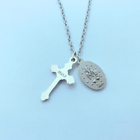 Crucifix Necklace with Miraculous Medal-3