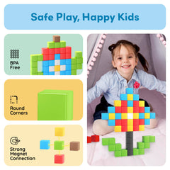 PicassoTiles - PicassoTiles 60pc 1.2" Magnetic Cubes Set - Ages 3+-6