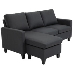 Dark Grey L-Shape Sectional Sofa with Ottoman – Modern Corner Couch for Living Room (United States & Canada Delivery Only)-7