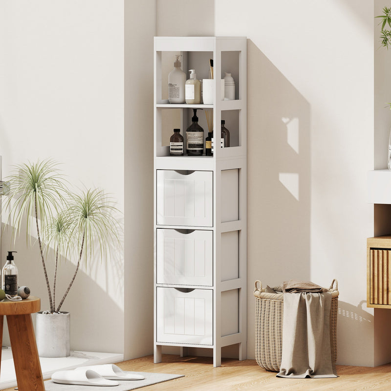 Slim Bathroom Cabinet with 3 Drawers & 2 Shelves-4