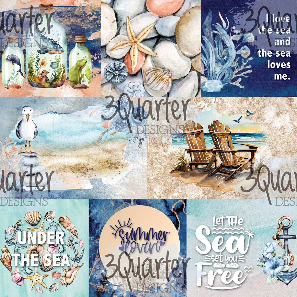 3Quarter Designs - Ocean Lovers - Paper Pad 8 x 8-10