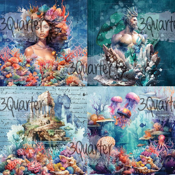 3Quarter Designs Poseidon's Kingdom 8x8 Paper Pack-10