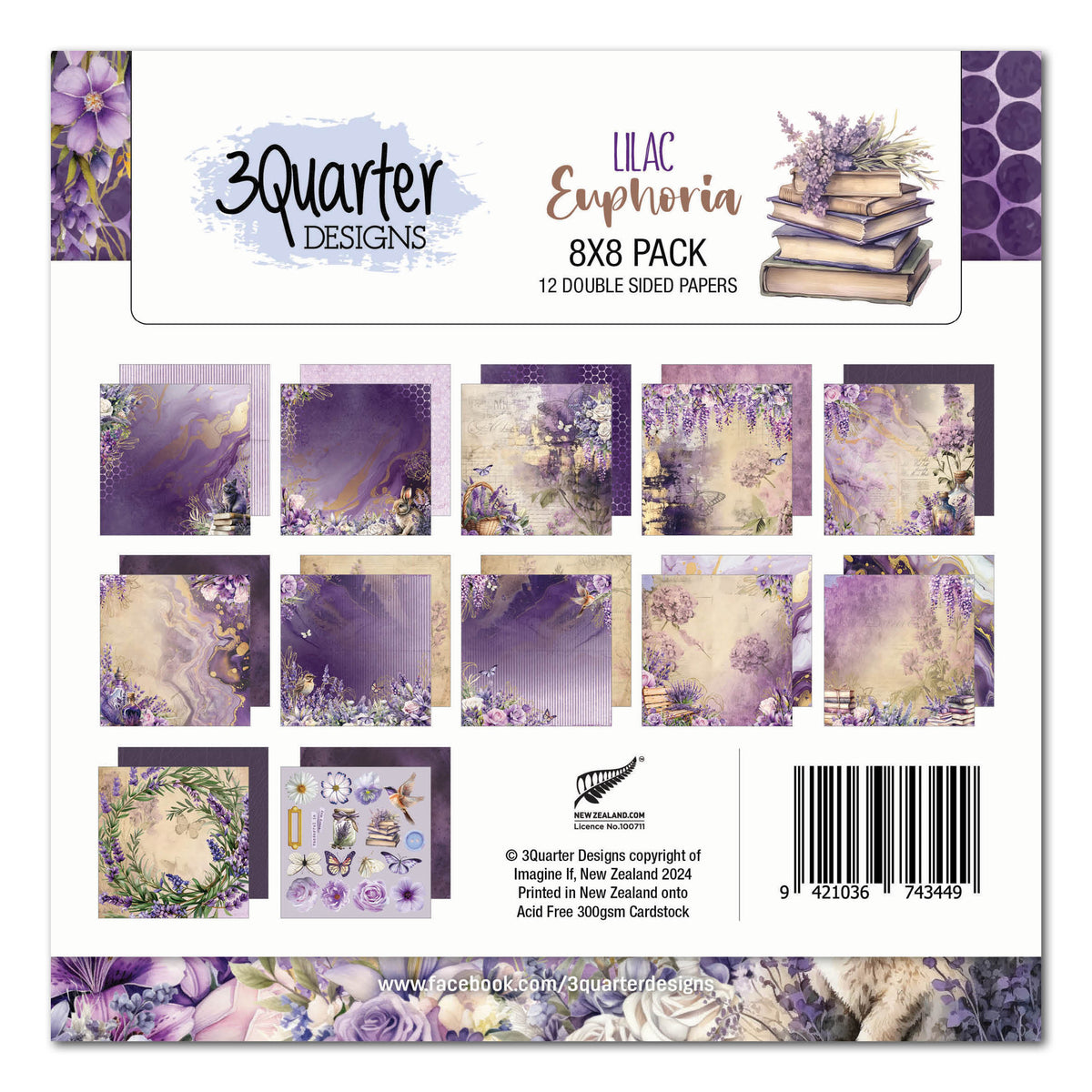 3Quarter Designs Lilac Euphoria 8x8 Paper Pack-1