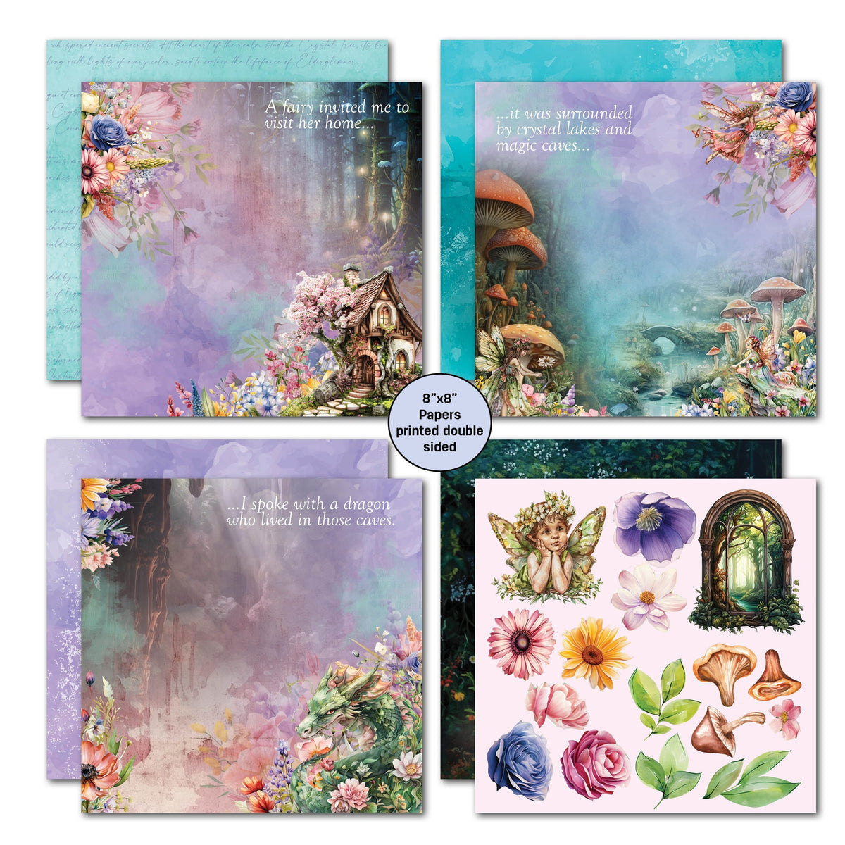 3Quarter Designs Visiting Fairyland 8x8 Paper Pack-4